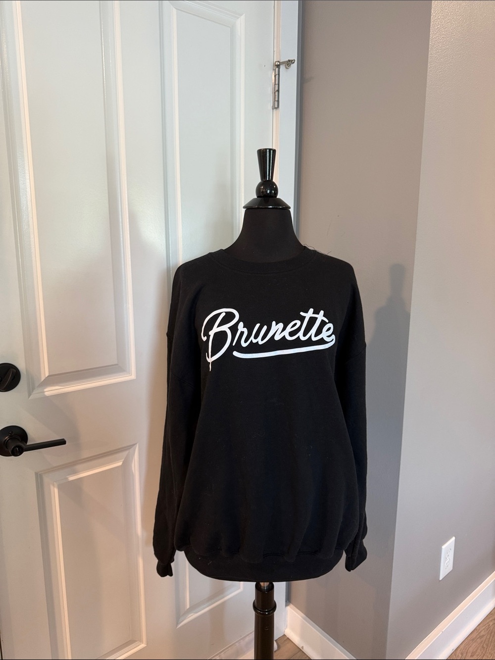 Gildan Black Sweatshirt with White "Brunette" Script